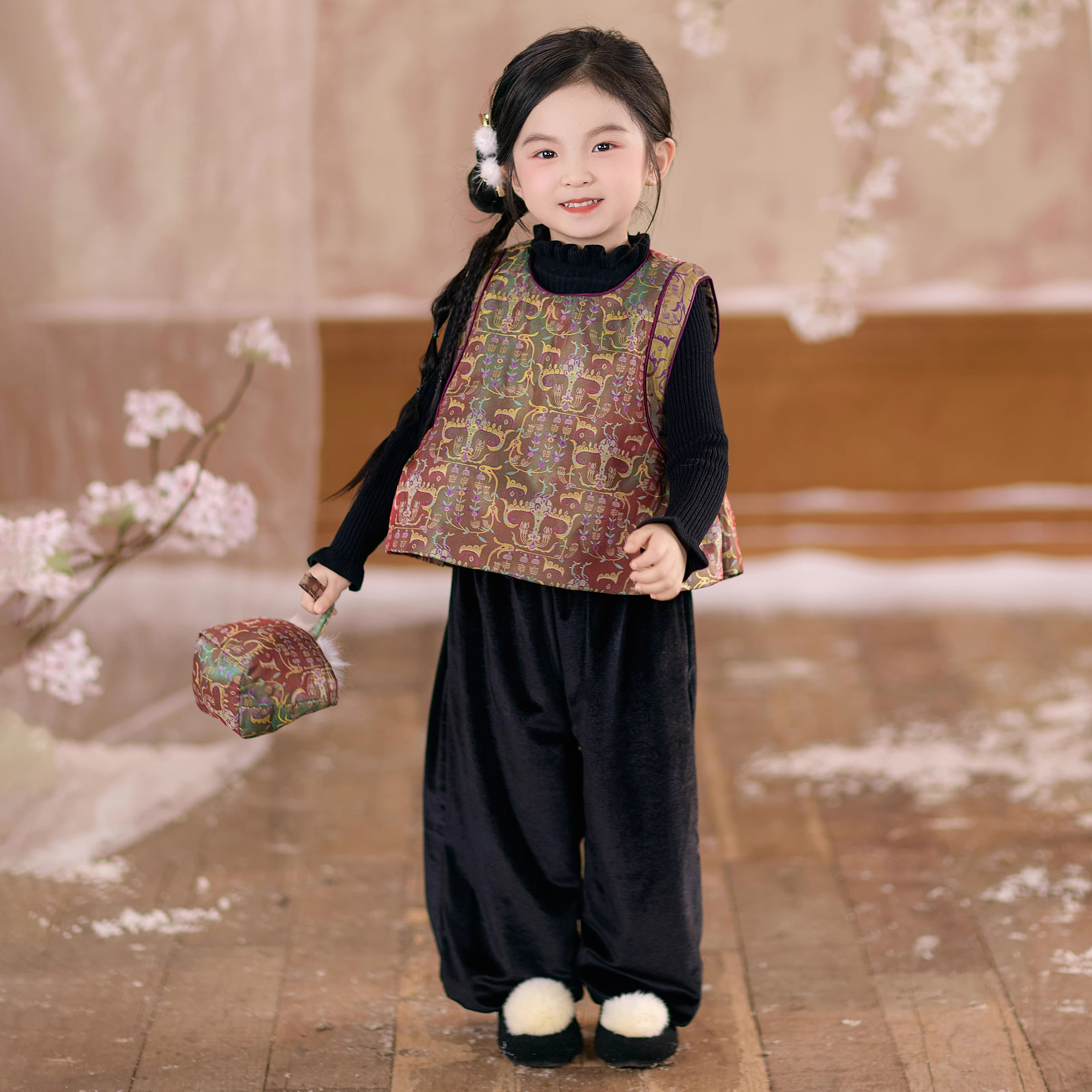 【鎏玥】女童汉服冬季新款复古织金马甲套装拜年服加绒中国风唐装,童装/婴儿装/亲子装,汉服,淘宝优惠券,粉丝福利购,淘宝优惠卷