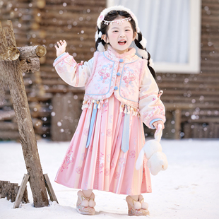 童锣湾女童汉服冬上新连衣裙2026中国风拜年服加绒加厚【小肥啾】