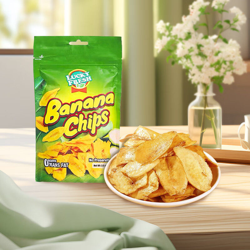 菲律宾LuckyFresh纳菲琪原味香蕉干脆片100g袋装进口水果干零食