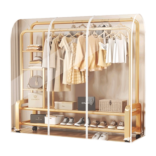 晾衣架落地防尘罩盖布透明长款家用衣服大衣西服衣帽置物架收纳套