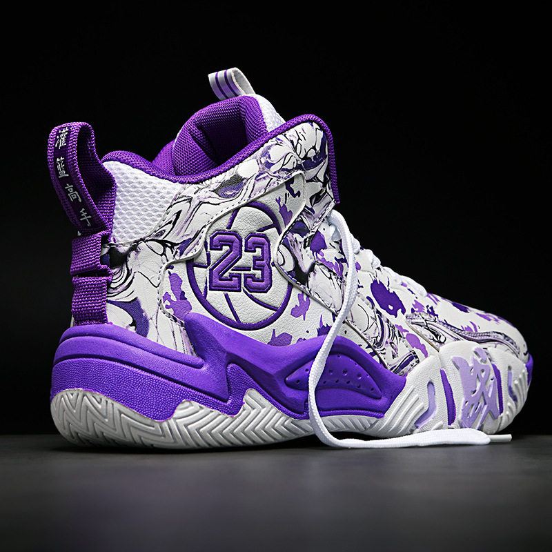 秋季款高帮篮球鞋男战靴大童实战训练青少年男士运动鞋23号字母