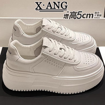 真皮小白鞋子女2025年早春季新款百搭厚底板鞋透气休闲运动鞋
