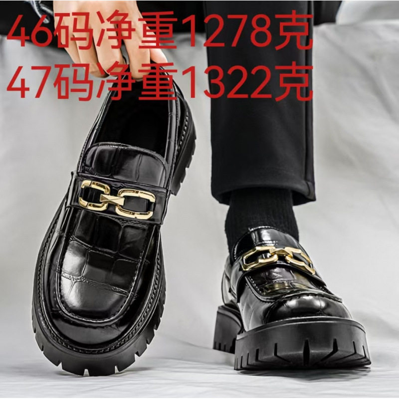 跨境大码春秋季男士厚底皮鞋韩版复古一脚蹬休闲潮流青年男鞋