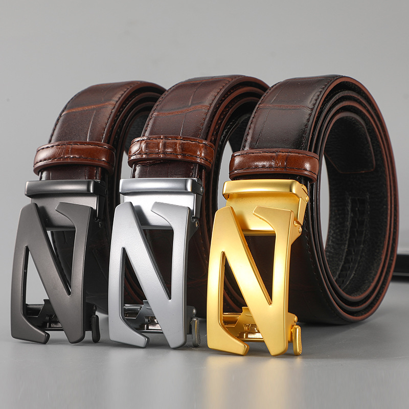 皮带男士真皮自动扣年轻人商务头层牛皮青年腰带2024款百搭商务裤