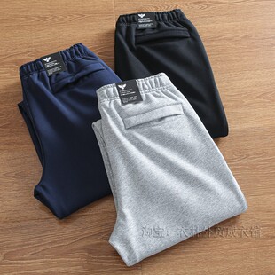 长裤 小直筒水洗棉质针织毛圈运动休闲松紧腰卫裤 男士 外贸日单春季