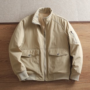 冬男士内里绗棉加厚户外防风防水保暖硬汉工装休闲立领棉夹克棉衣