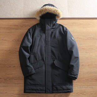 出口波兰冬季男士加棉加厚户外防风防寒耐磨毛领派克服中长款棉衣