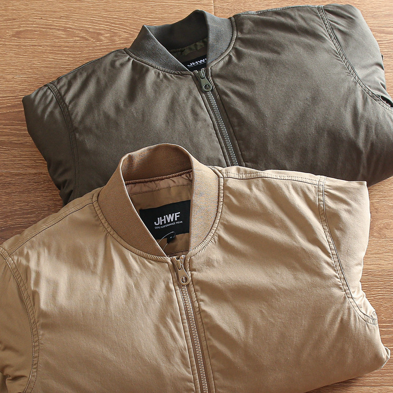 冬季纯色棒球领保暖休闲棉服外套