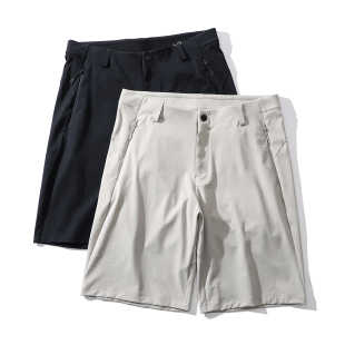 夏季 高弹力冰丝速干五分裤 男士 薄款 直筒运动休闲短裤 三防黑科技