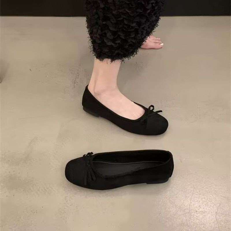 红色单鞋女浅口软皮芭蕾舞鞋瓢鞋平底法式小红鞋豆豆鞋奶奶鞋婚鞋