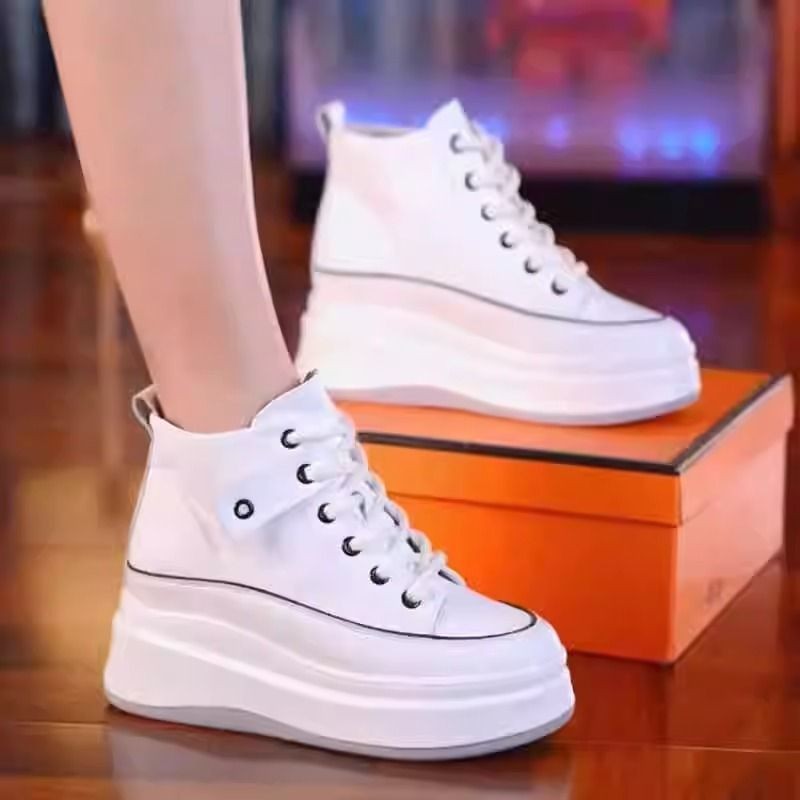 高帮鞋女2026新款秋冬季学生女休闲女鞋内增高鞋小白鞋厚底松糕鞋