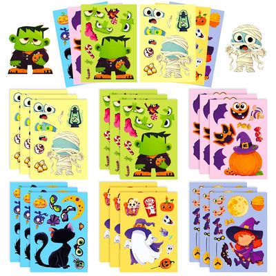 6Sheets Halloween DIY Puzzle Sticker Games 6 Ghost Pumpkin M