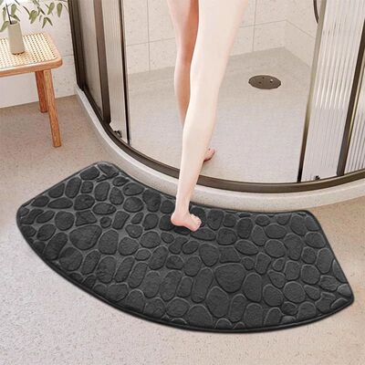 3D Non Slip Bathroom Velvet Mat Cobblestone Embossed Bath Ma