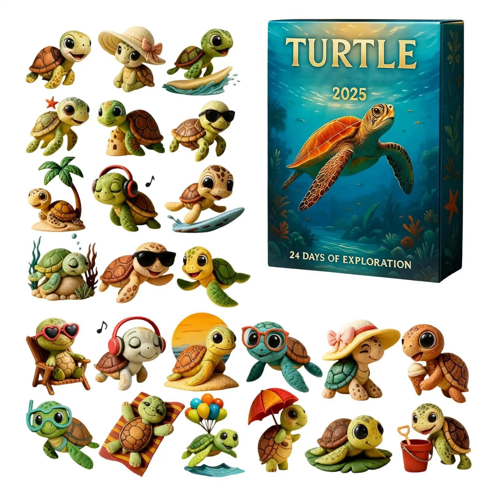 Turtle Advent Calendar 2025 24 Days Countdown Christmas Acry