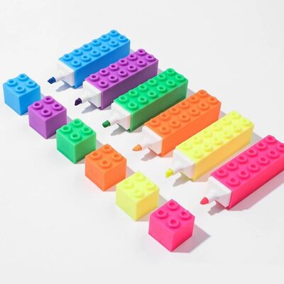 Block Highlighter Pen 6 Color Set Chisels Tip Highlight Mark