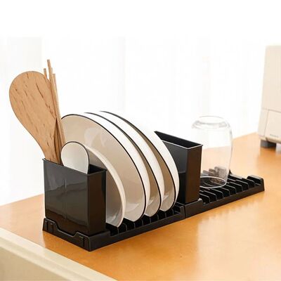 Plastic Foldable Dish Drying Rack 2 IN 1 Space-Saving Utensi