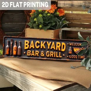 Flat 3.93x15 Bar 1pc Sign Metal Grill Backyard Rustic