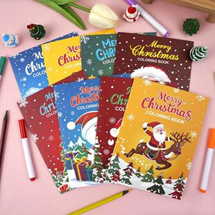 8PCSSet Merry Christmas Christmas Theme Coloring Book Educat