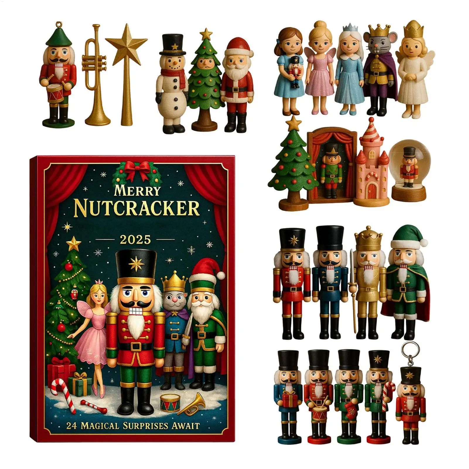 2D Flat Nutcracker Advent Calendars 24 Days Nutcracker Ornam