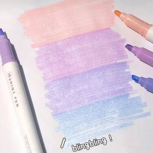 4 Colors/Set Glitter Highlighters Pen Fine Flash Marker Pen