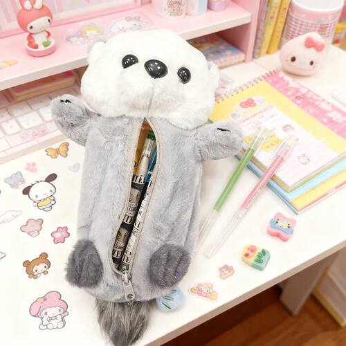 1pc Pencil Bag Sea Otter Plush Doll Pencil Case Cute High Va