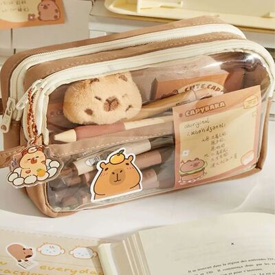 Capybara Kawaii Pencil Case with Compartments Stationary Bag