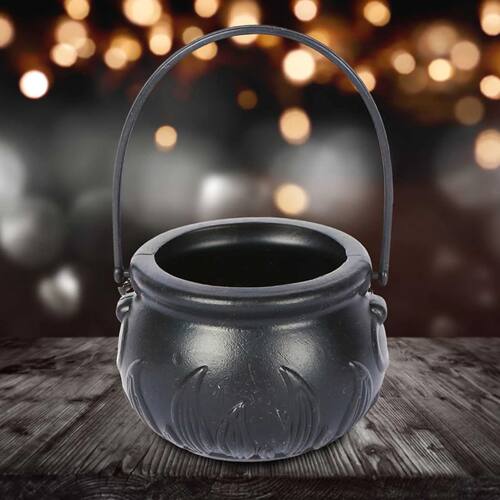 Halloween Candy Pots Black Plastic Witch Cauldron Bucket Vin