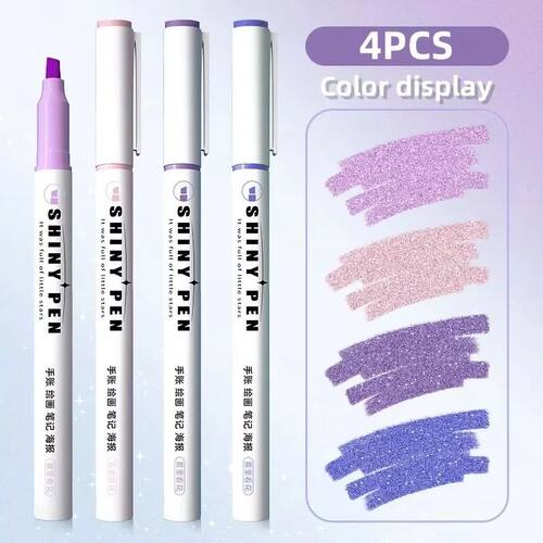 4 Colors Pastel Glitter Highlighters Star Glitter Shiny Dood