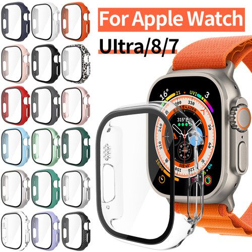 Glass+Case for Apple Watch Case Series 7/8 41mm 45mm Screen