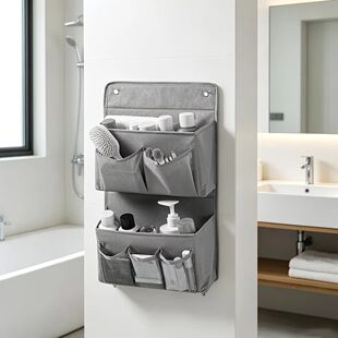 3-Piece Set: 1 Hanging Bag 2 Hooks Wall-Mounted Storage Hang