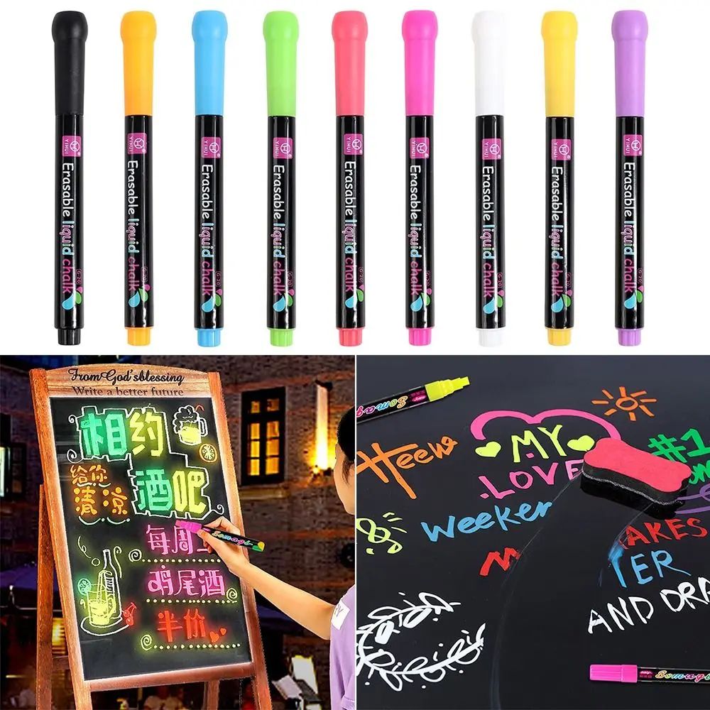 Dust Free Liquid Chalk Pen Erasable Multi-Color Whiteboard A