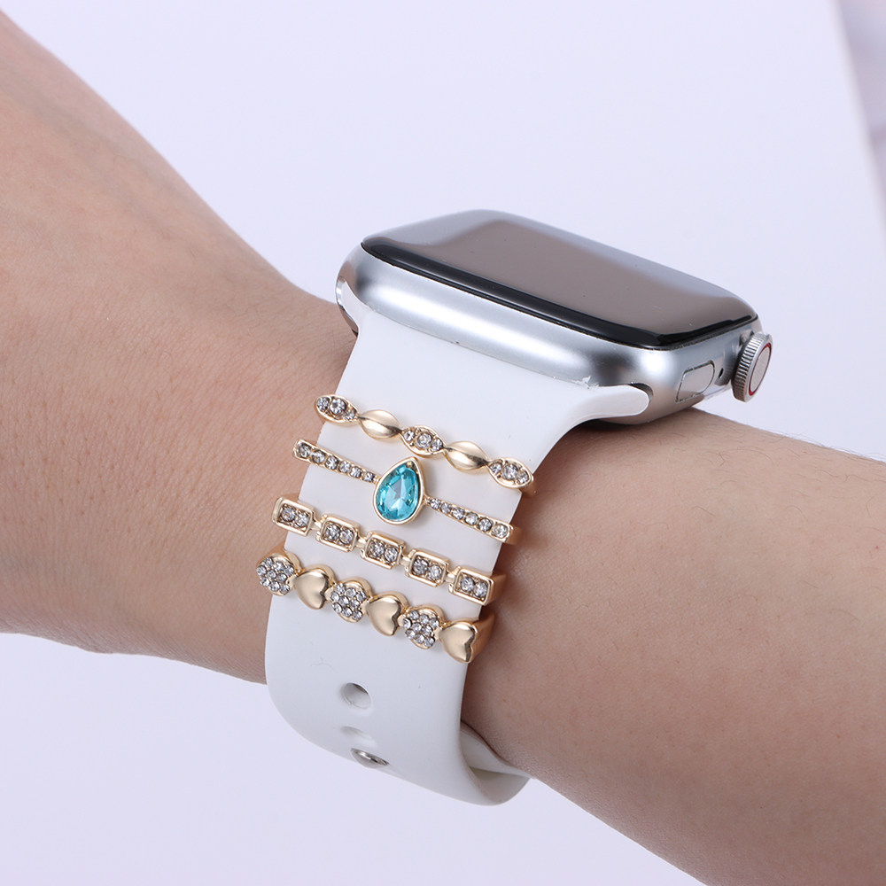 DIAMOND METAL CHARMS DECORATIVE RING FOR APPLE WATCH BAND