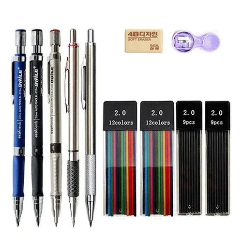 2.0mm Mechanical Pencil With Black/Color Lead Refill Automat