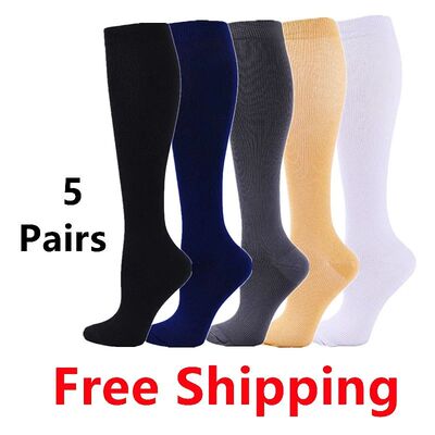 5 Pair Compression Socks Men Running Sport Socks Knee High 2