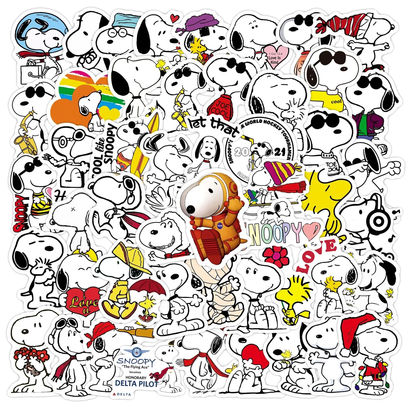 50Pcs SnoopyDog Laptop Skateboard Stickers for Kids Graffiti