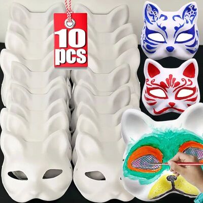 Therian Masks White Cat Masks Blank DIY Halloween Mask Anima
