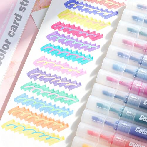 6-Pack Dual-Tip Color-Layering Fluorescent Highlighters – V
