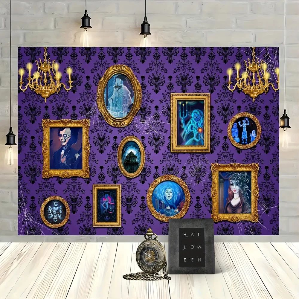 Halloween Haunted House & Gothic Spider Web Party Background