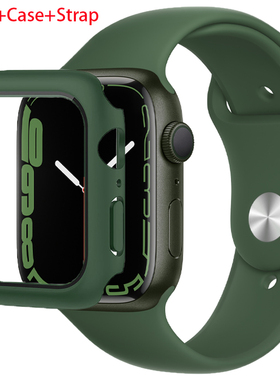 Glass+Case+Strap for apple watch band 45mm 44mm 40mm 41mmm