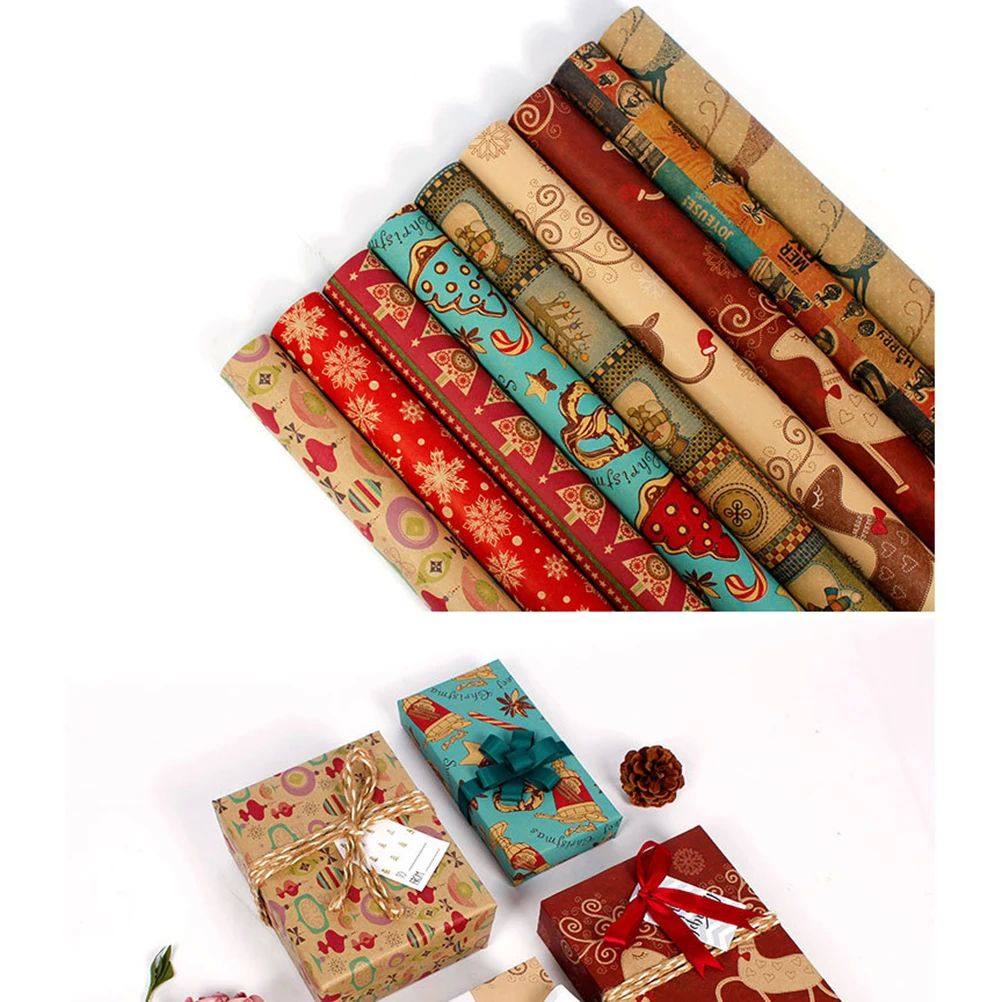 9 Sheets Christmas Kraft Gift Wrapping Paper Christmas Wrapp