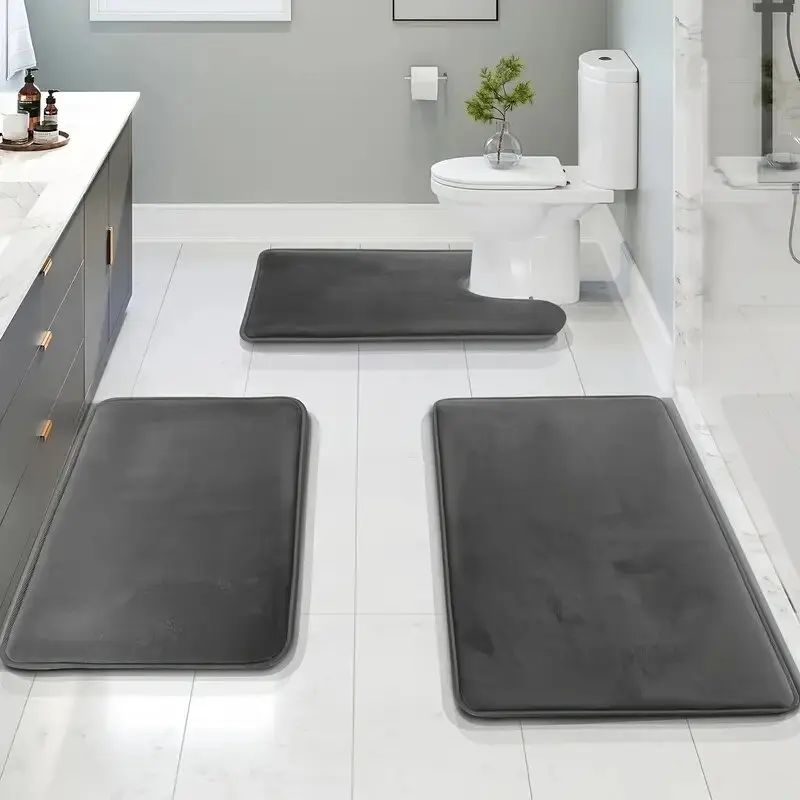 Three Piece Toilet Bath Floor Mat Shower Mat Bath Absorbent