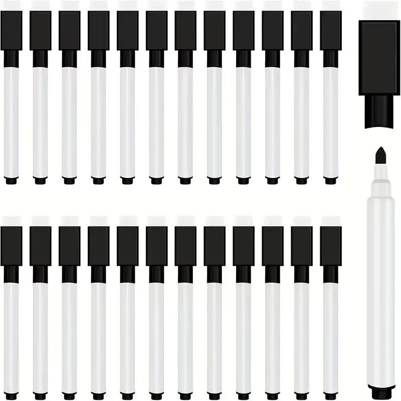 25/50Pcs Black Dry Erase Markers with Eraser Cap-White Board