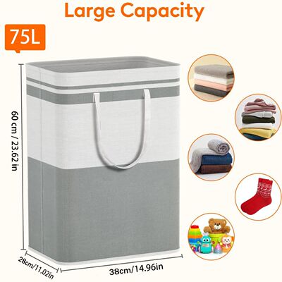 75L Large Foldable Laundry Basket With Sturdy Handles Dirty