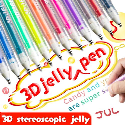 6/12 Pcs 3D Jelly Pen Roll Gel Pens Highlighter Pen Set For