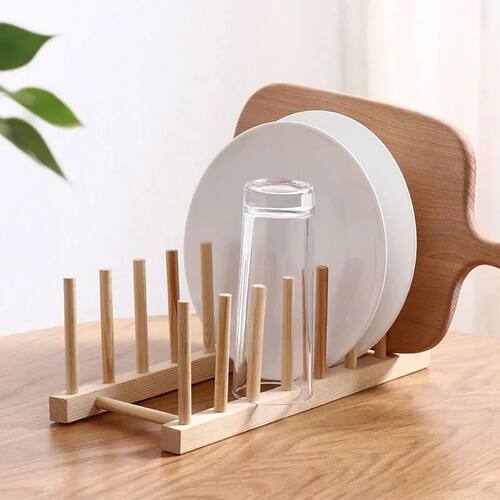 Bamboo Dish Plates Drying Rack Drainboard Storage Holder Dra