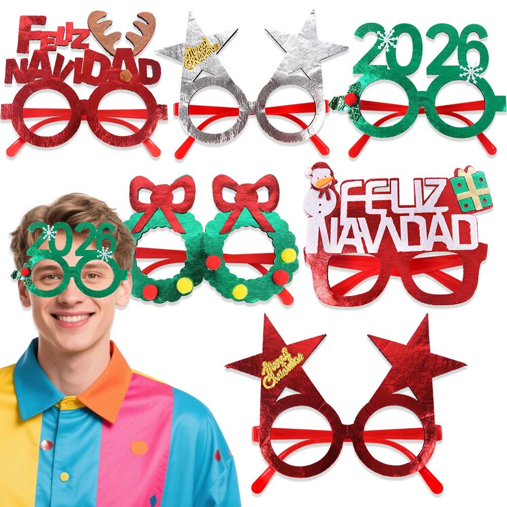 2026 Christmas Glasses | Gold-Foil Cloth Snowflake Star | Sp