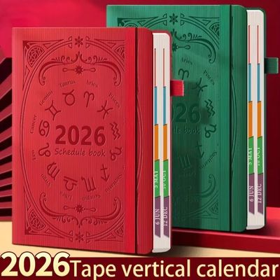 2026 A5 Textured PU Portable Agenda Book English Calendar Bo