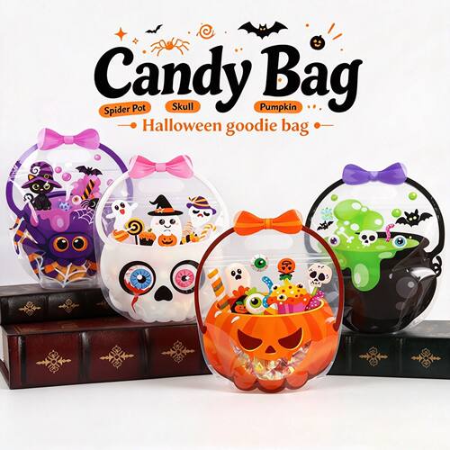 40pcs Halloween Candy Bag Portable Handle Goodie Treat Bag P