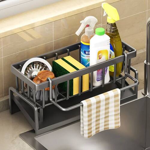 Kitchen Sink Drain Rack Organizer ABS Plastic Self-draining