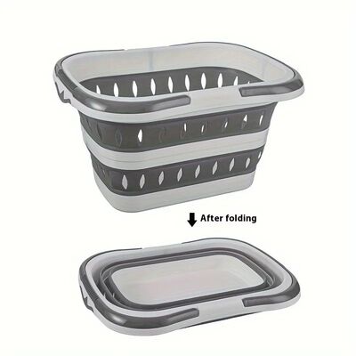 Collapsible Handled Laundry Basket Ellipse Oval Tub Portable